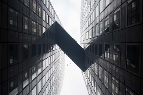 office building worms-eye-view of black building city